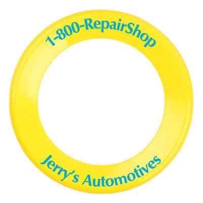 Plastic yellow halo flying disc with personalized imprint.