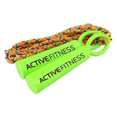 Plastic colorful jump rope with custom logo.