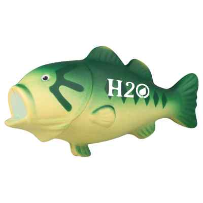 Foam bass fish stress ball with custom imprint.