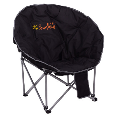 Black polyester chair with a personalized logo.