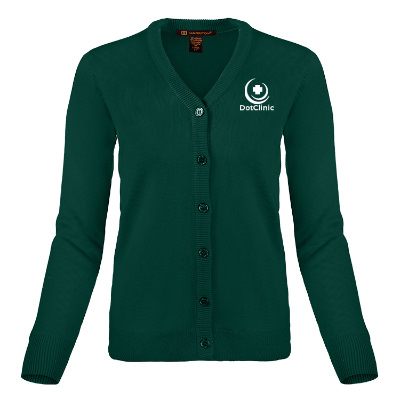 Green cardigan with custom imprintl