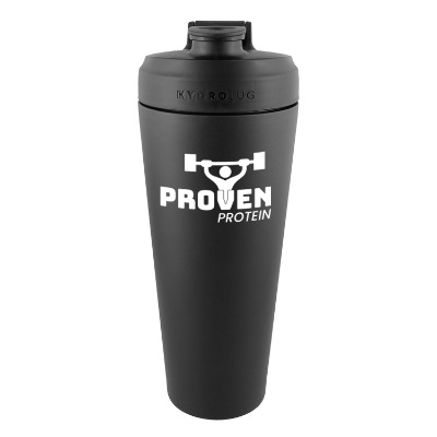 Stainless black water bottle with custom logo in 24 oz.
