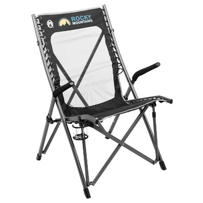 Black polyester chair with a personalized logo.