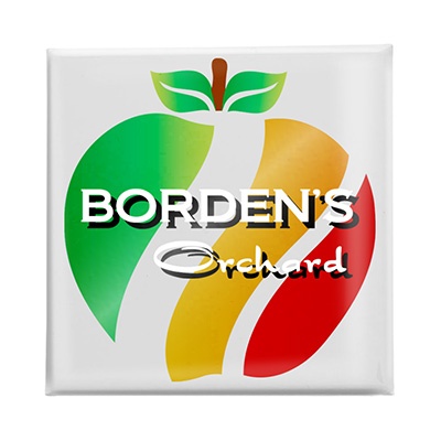 Celluloid white full color button with a custom imprint.