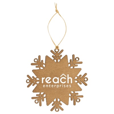 Brown wood ornament with a custom logo