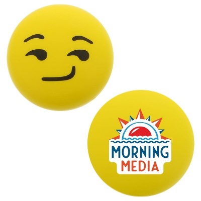 Yellow foam stress ball with a custom logo.
