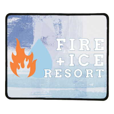White polyester mouse pad with a custom logo.