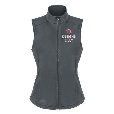 Gray fleece vest with custom embroidered logo.