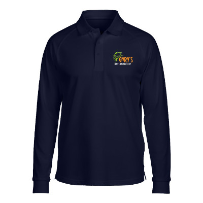 Customized embroidered navy long-sleeve tactical polo