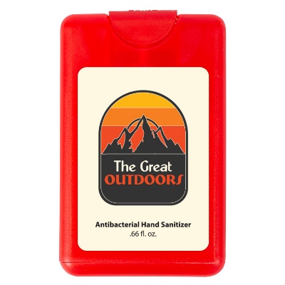 Plastic black .66 ounce card shape hand sanitizer with your branded logo.