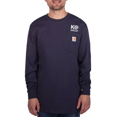 Custom navy long sleeve men's tee.