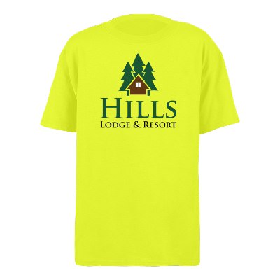 Safety pink full color customizable youth short sleeve t-shirt.
