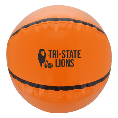Orange plastic branded basketball beach ball