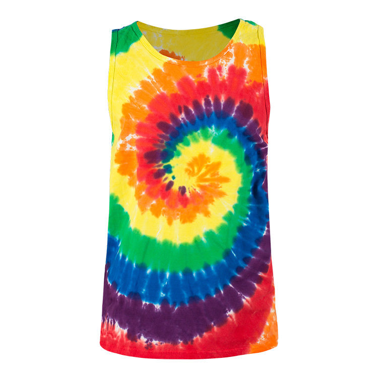 Blank rainbow tie-dye tank top.