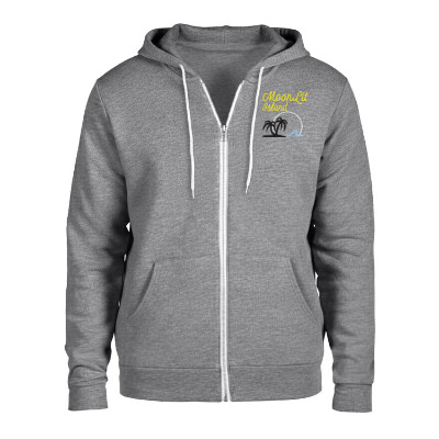 Customized zip up full color sweatshirt.
