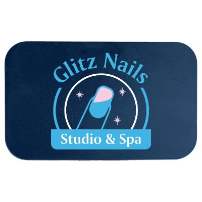 Blue plastic custom manicure set.