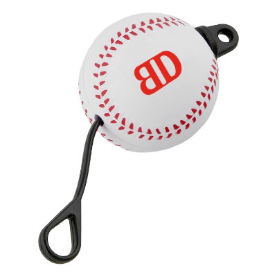 White foam sports ball with a custom logo.