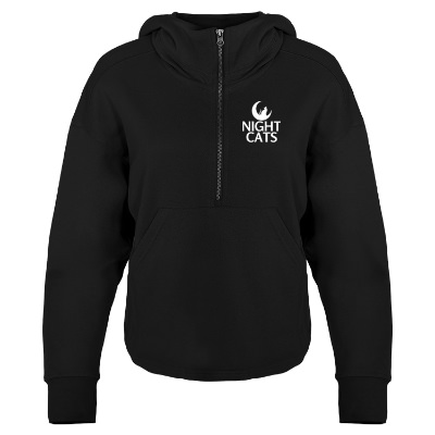 Custom black hoodie with a one color imprint.