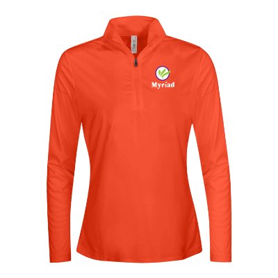 Full Color Womens Orange Quarter-Zip Jacket