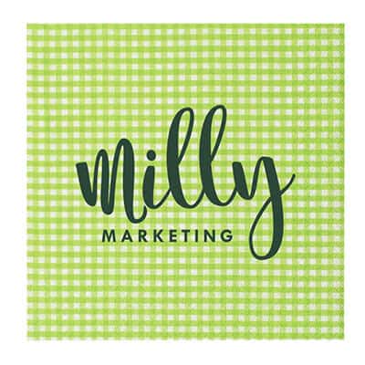 2Ply tissue vichy green foil stamped lunch napkins branded.