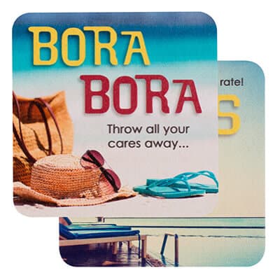 Pulpboard square high quantity branded coaster.