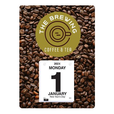 Large daily calendar with custom full color imprint.