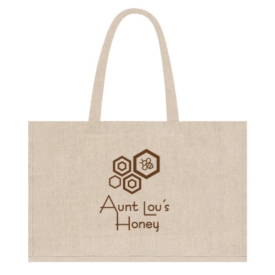Recycled cotton gray shoulder tote bag with custom logo.