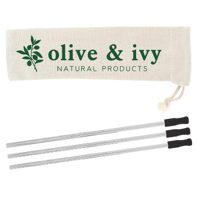 Custom black stainless steel straw 3 pack.
