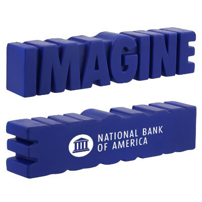 Foam word stress reliever-imagine with logoed promo.