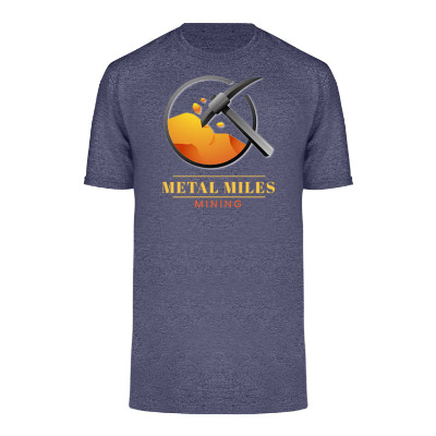 Salvaged navy heather tee personalized with full color logo.