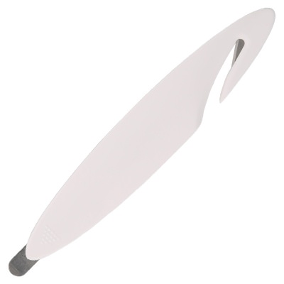 Plastic combo staple remover and letter opener blank.