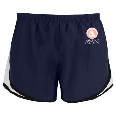 Custom true navy with white and black cadence shorts with full color imprint.