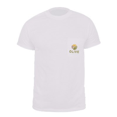 Custom white pocket printed t-shirt.
