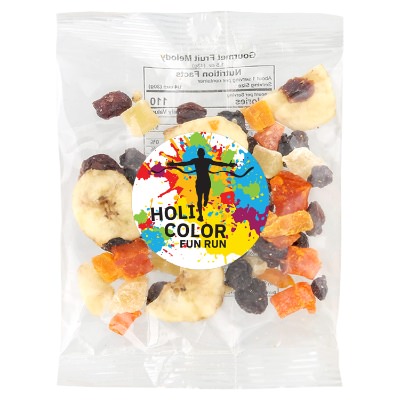 Clear plastic packet with a branded logo.