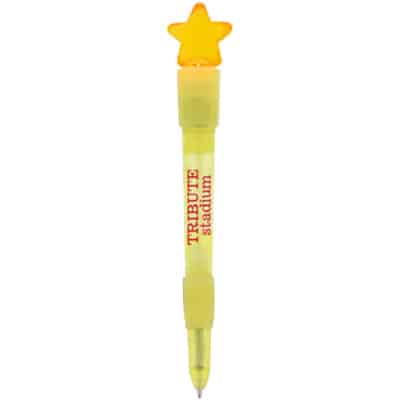 Plastic light up star topper pen.