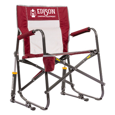 Red polyester chair with a personalized imprint.