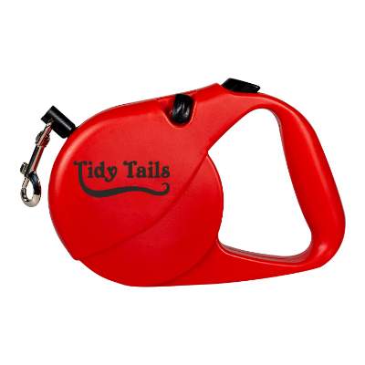 Red 16 feet retractable pet leash with custom imprint.