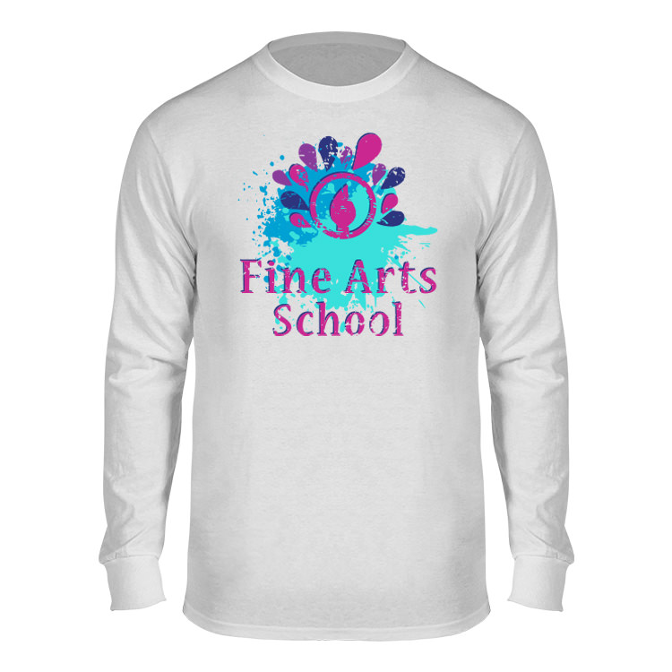 Customized white long sleeve full color shirt.
