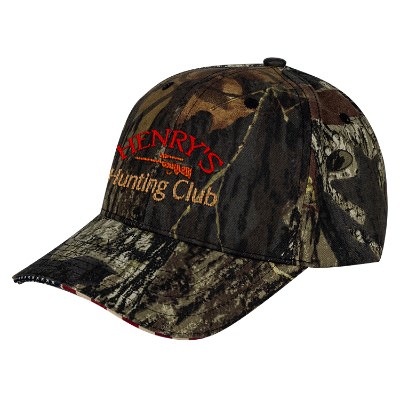 Custom embroidered mossy oak break up hat.