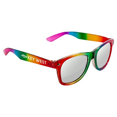 Custom sun ray rainbow sunglasses.