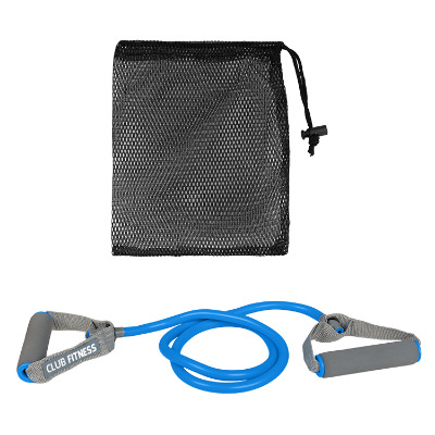 Silicone blue stretch band with custom logo.