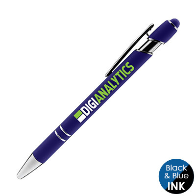 Full-color metal stylus pen with custom logo.