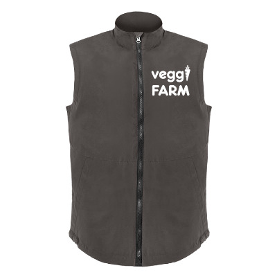 Gray insulated vest with custom logo.