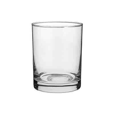 Glass clear whiskey glass blank in 13.5 ounces.
