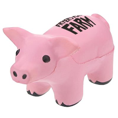 Foam pig stress ball personalized with imprint.