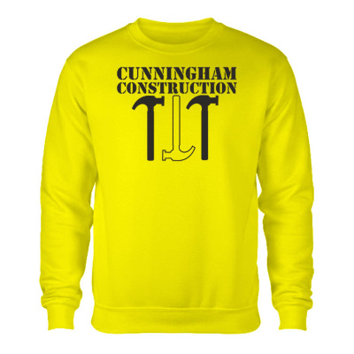 Safety Green fleece crew sweatshirt with personal logo.