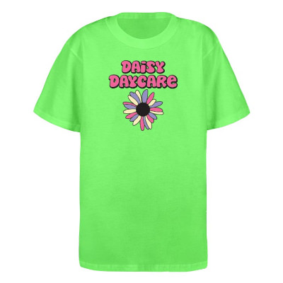 Neon green youth full color personalized short sleeve shirt.