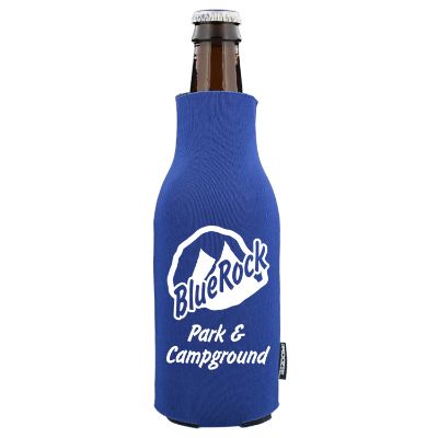 Foam red zip up bottle Koozie personalized.