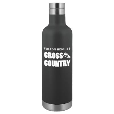 Matte black stainless bottle with custom logo.