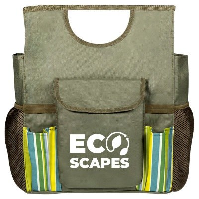 Branded green garden tool set.